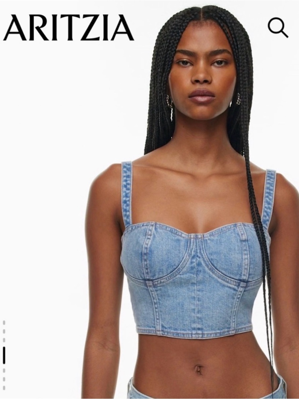 Denim Forum Aritzia Bustier Crop Top - Light Blue Denim